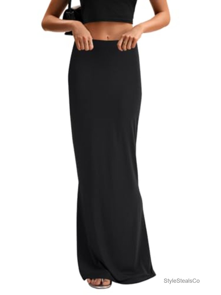 High Waist Elastic Flare Bodycon Slim Maxi Skirt